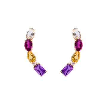 Brinco Ear Cuff Pedras Naturais ouro 18k